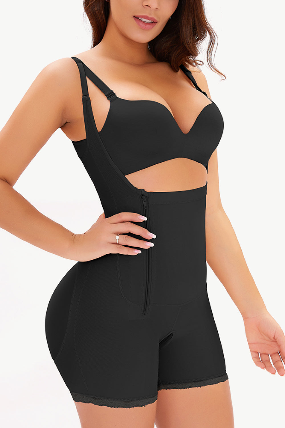 Sculpting Elegance Side-Zip Lace Bodysuit - SleekrMe