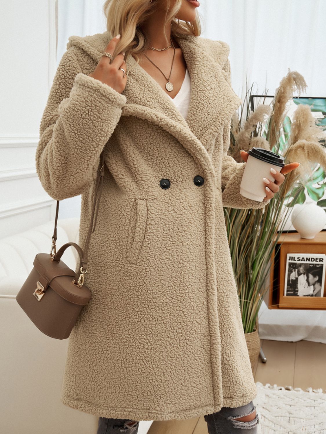 Snuggle Up Teddy Hooded Coat with Pockets - SleekrMe