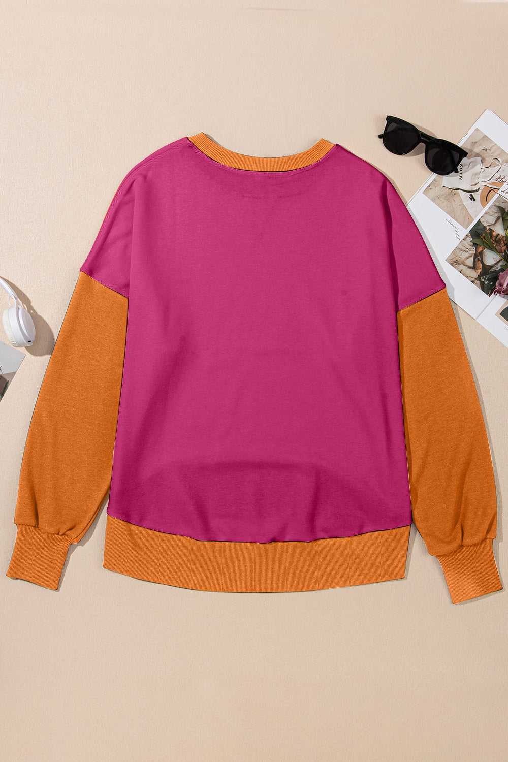 Contrast Chic Round Neck Sweatshirt - SleekrMe