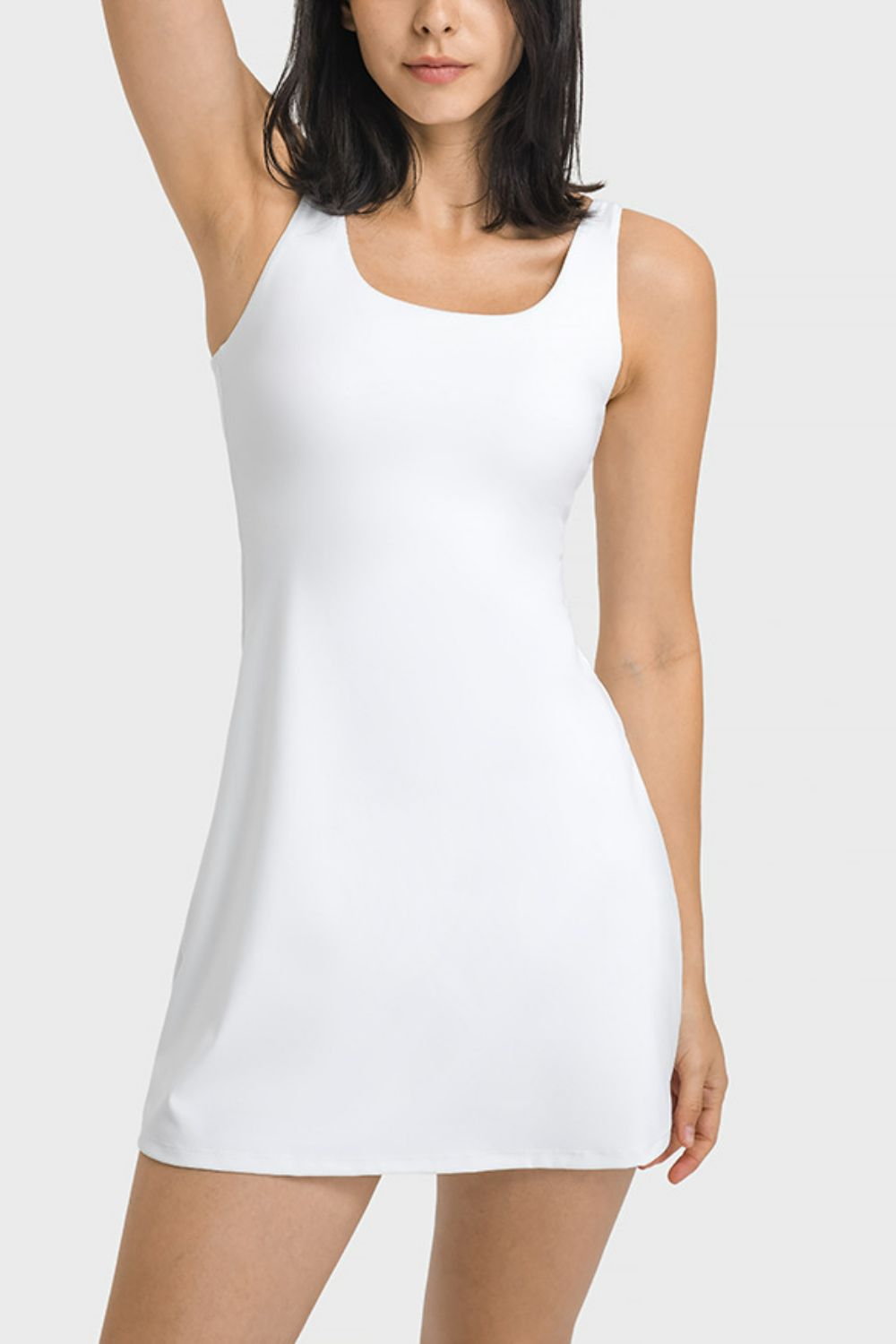 SportChic Square Neck Tank Dress | Full Coverage &amp; Performance Ready - SleekrMe