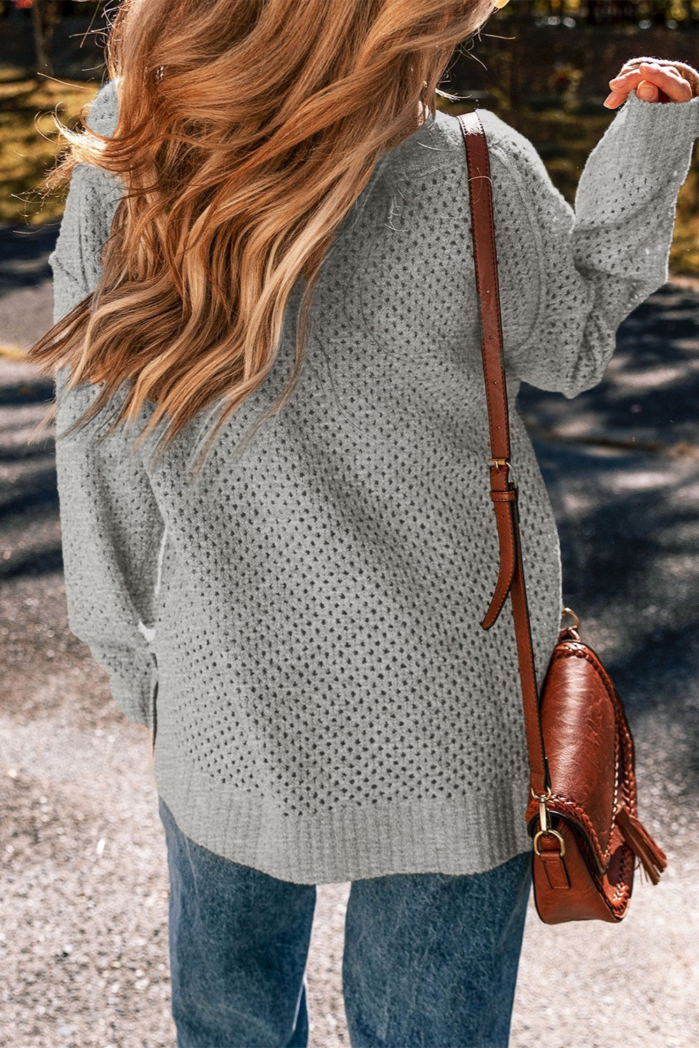 Cozy Charm Openwork V-Neck Sweater - SleekrMe