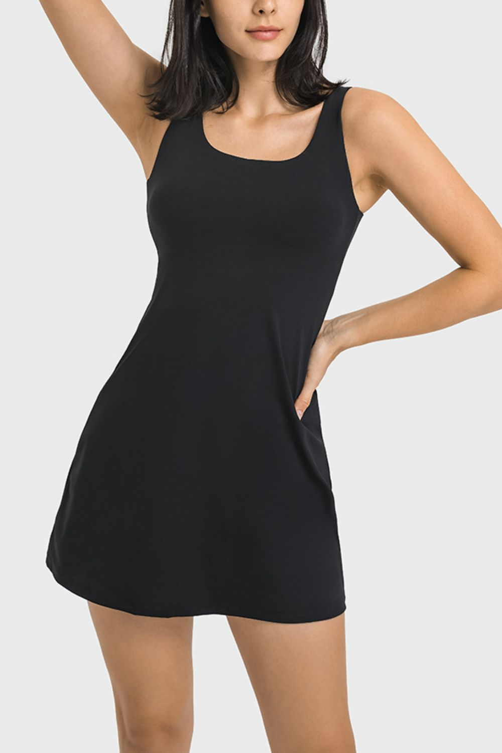 SportChic Square Neck Tank Dress | Full Coverage &amp; Performance Ready - SleekrMe