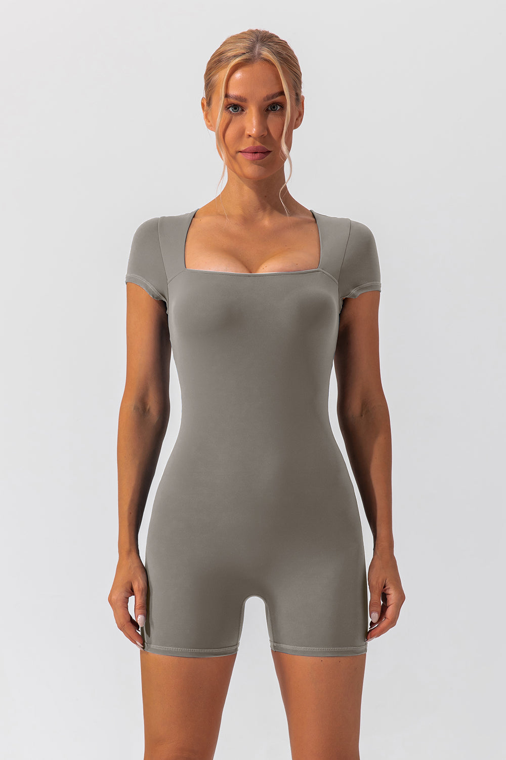 Sculpt &amp; Flex Square Neck Cap Sleeve Romper - SleekrMe