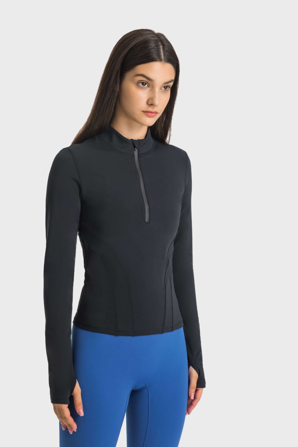 Zen Flex Half-Zip Thumbhole Sports Top - SleekrMe