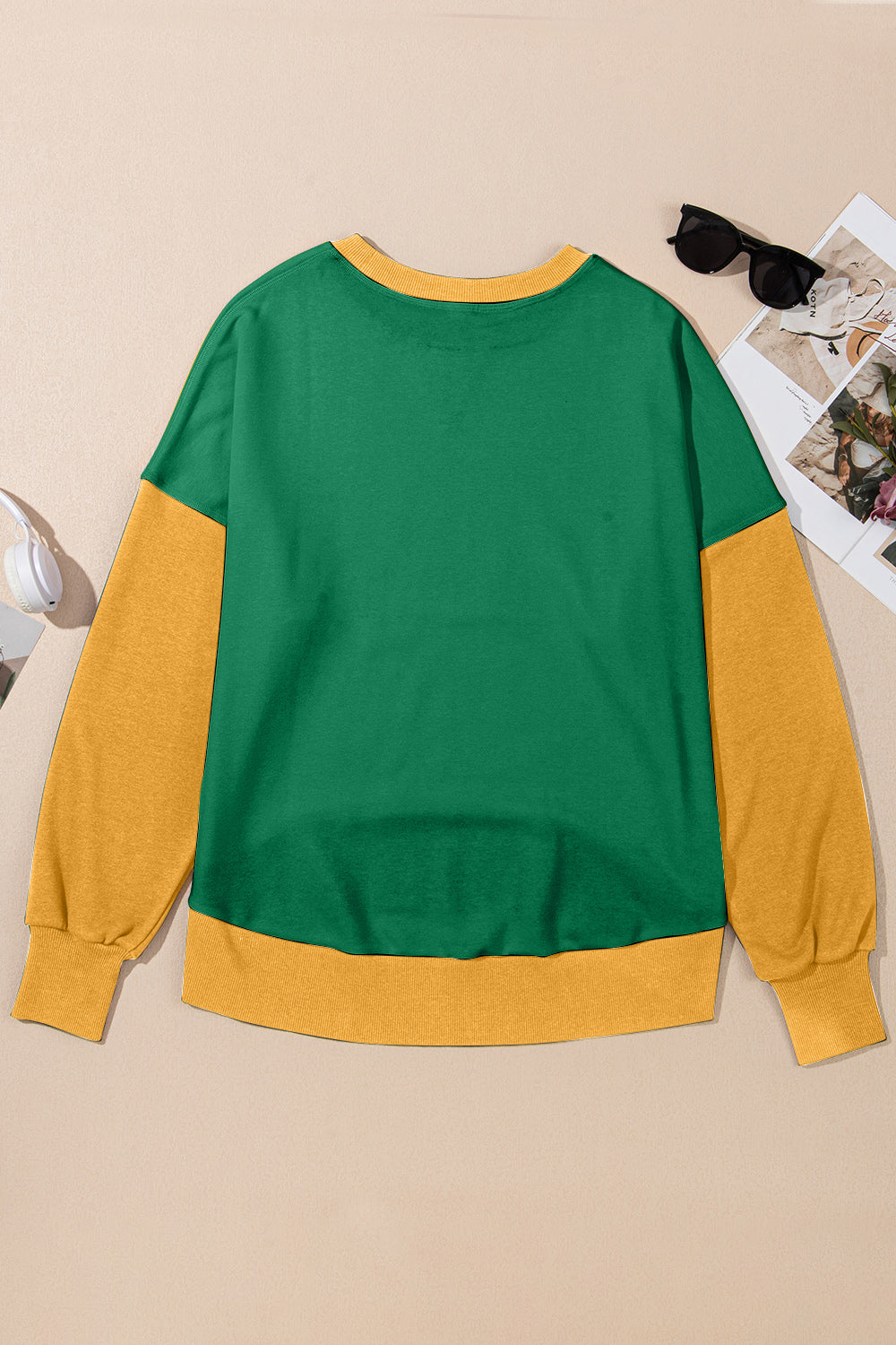 Contrast Chic Round Neck Sweatshirt - SleekrMe