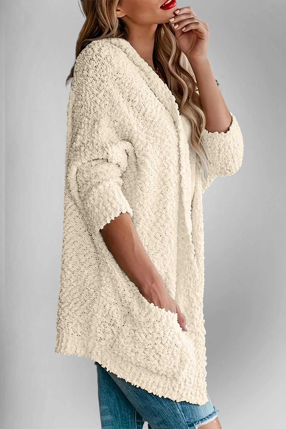 Chic Comfort Open Front Cardigan with Pockets - SleekrMe