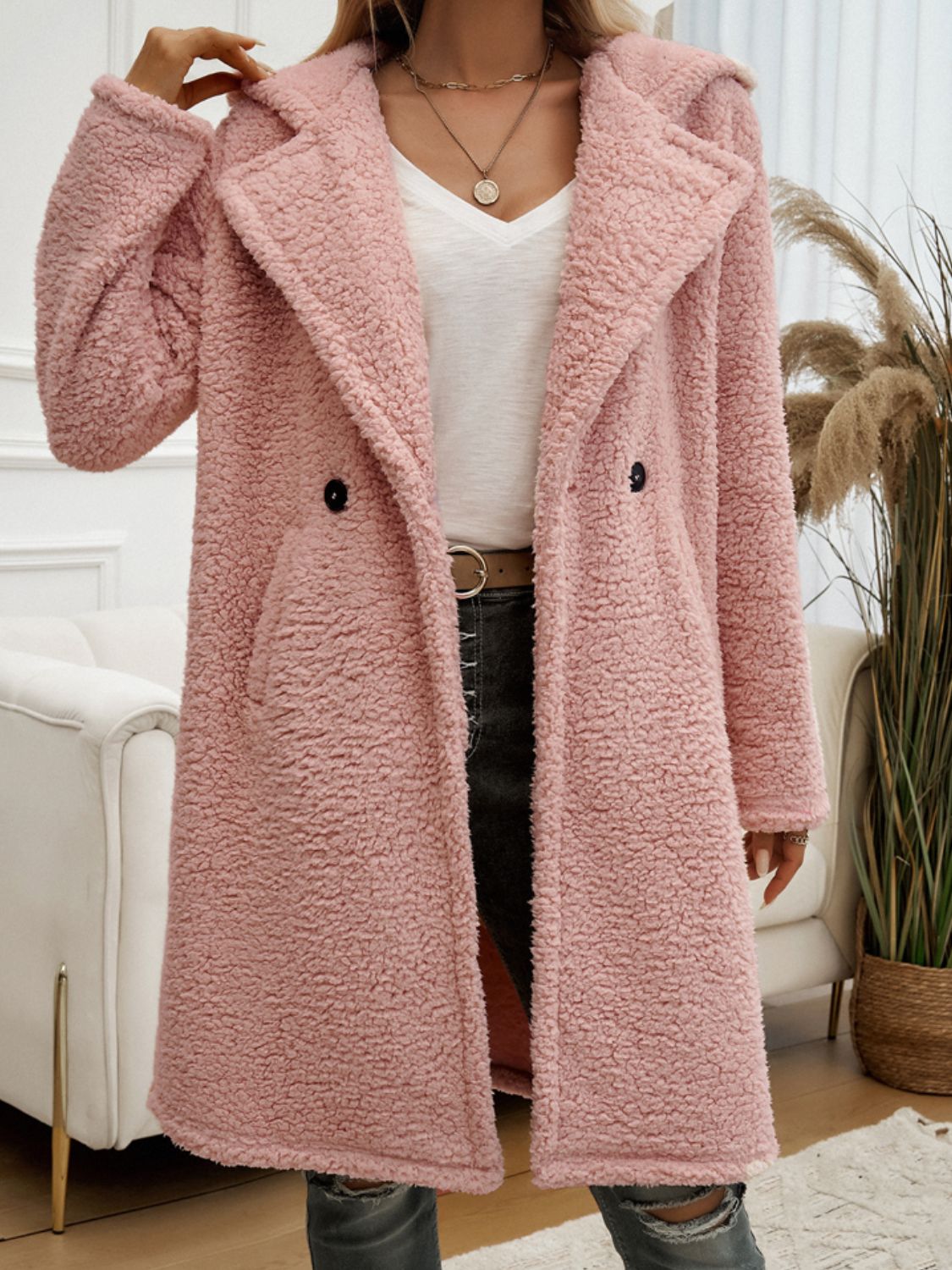 Snuggle Up Teddy Hooded Coat with Pockets - SleekrMe