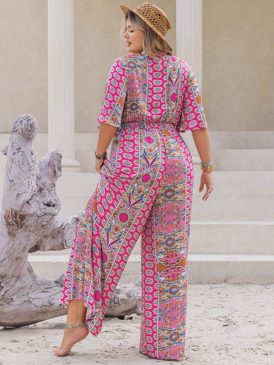 Bold &amp; Beautiful Plus Size Wide Leg Printed Jumpsuit - SleekrMe