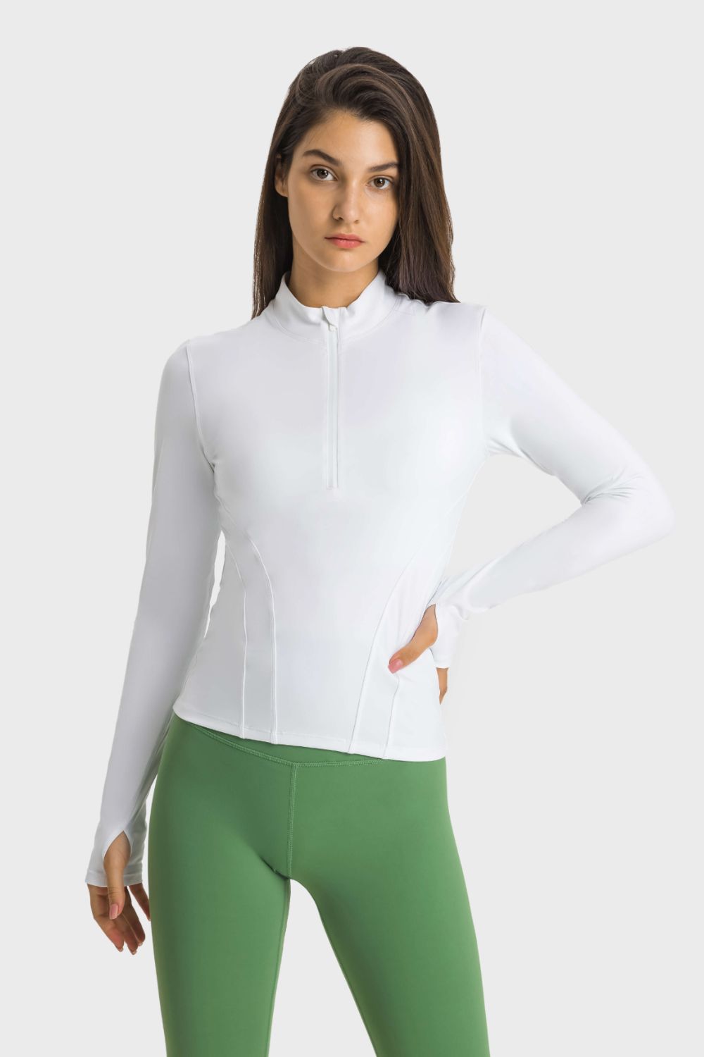 Zen Flex Half-Zip Thumbhole Sports Top - SleekrMe