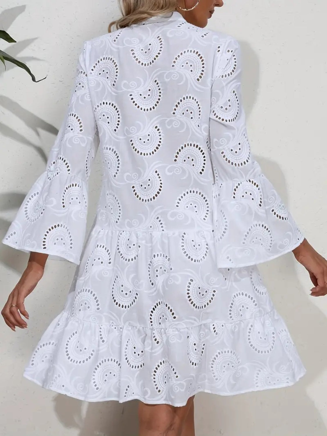 Romantic Ruffles Eyelet Long Sleeve Dress