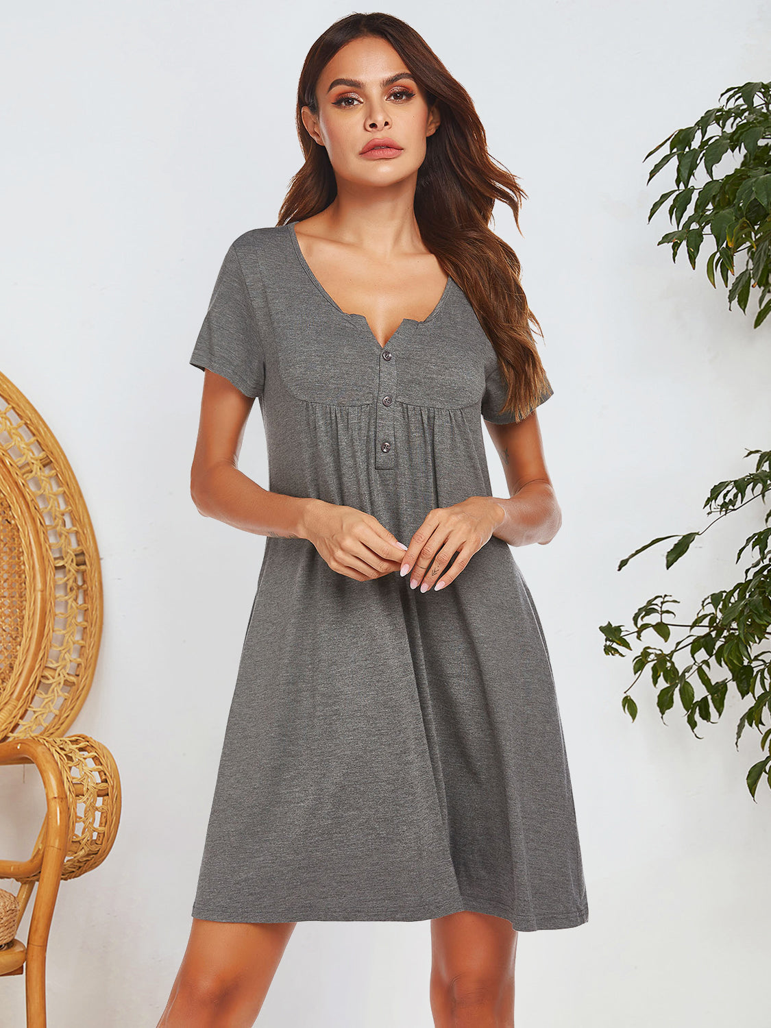 Chill Chic Notched Pocket Lounge Dress - SleekrMe