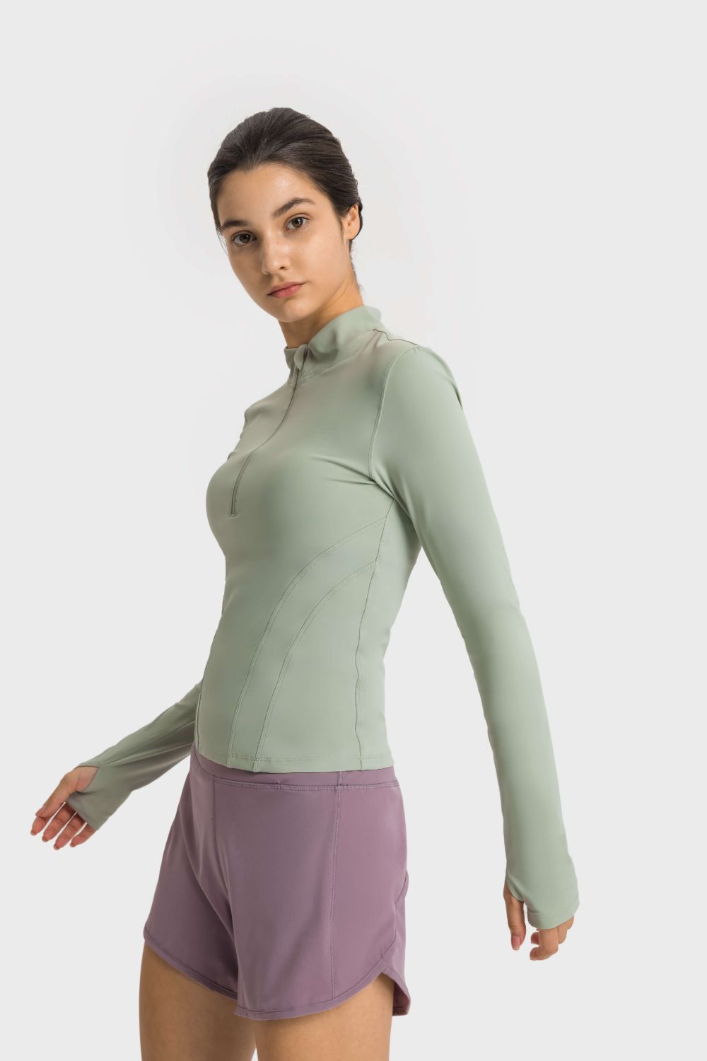 Zen Flex Half-Zip Thumbhole Sports Top - SleekrMe