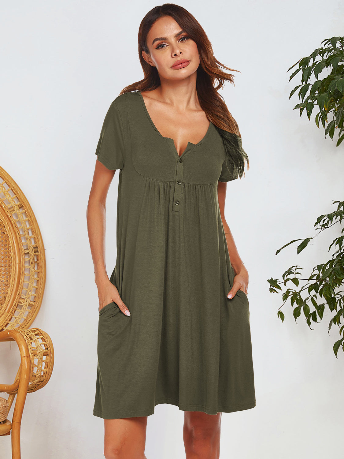 Chill Chic Notched Pocket Lounge Dress - SleekrMe