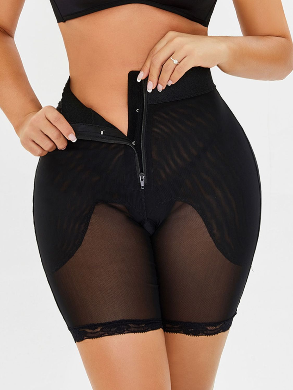 Seductive High-Waist Lace Trim Shaping Shorts - SleekrMe