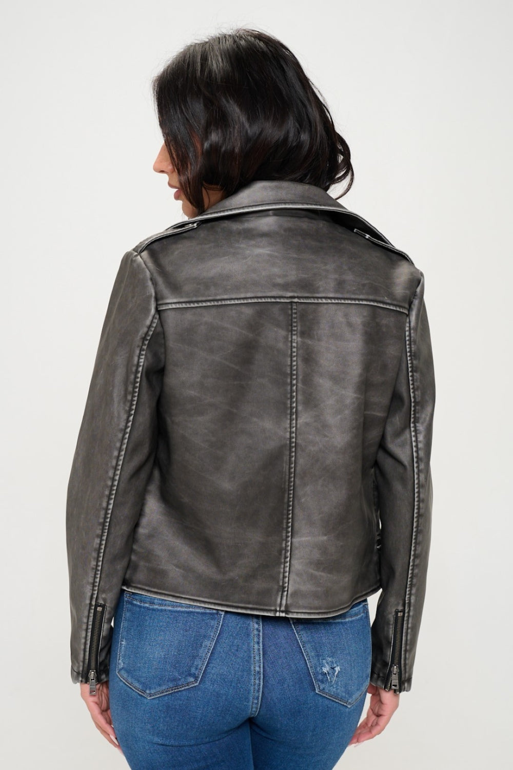 Coalition LA | Edgy Elegance Zip-Up Biker Jacket | Vegan Leather with Belt - SleekrMe