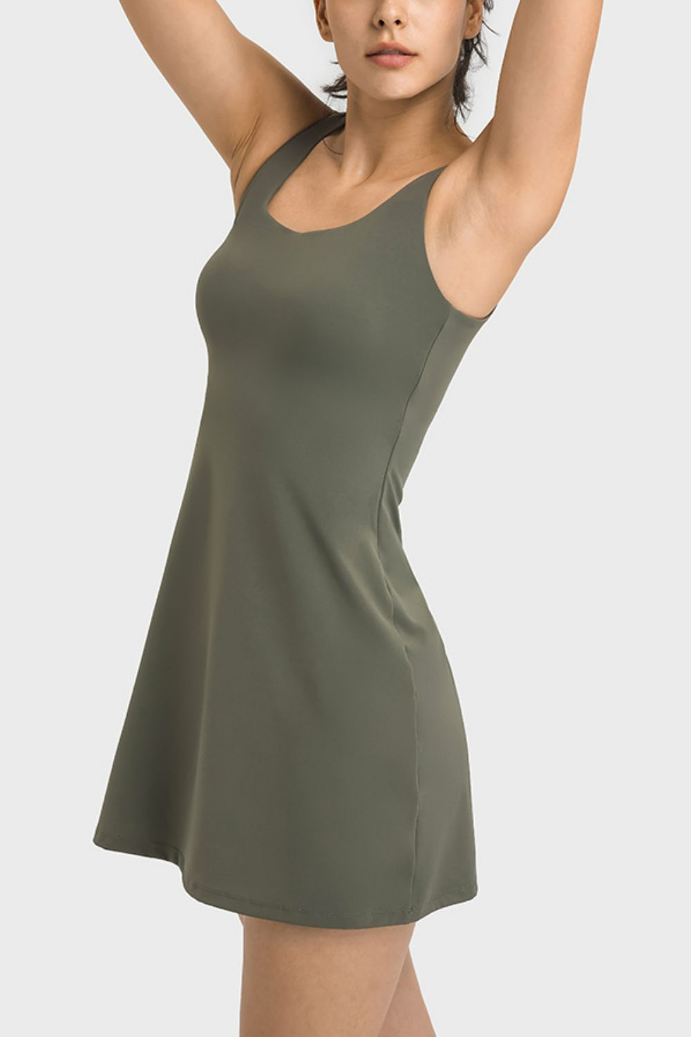 SportChic Square Neck Tank Dress | Full Coverage &amp; Performance Ready - SleekrMe