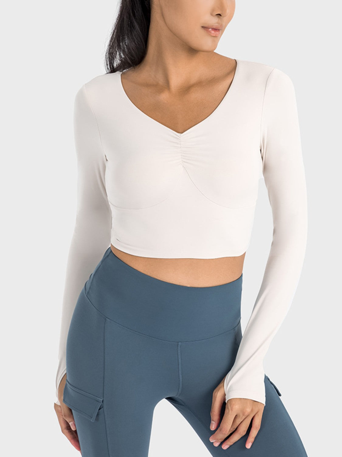 Flawless Fit Ruched Cropped Sports Top - SleekrMe