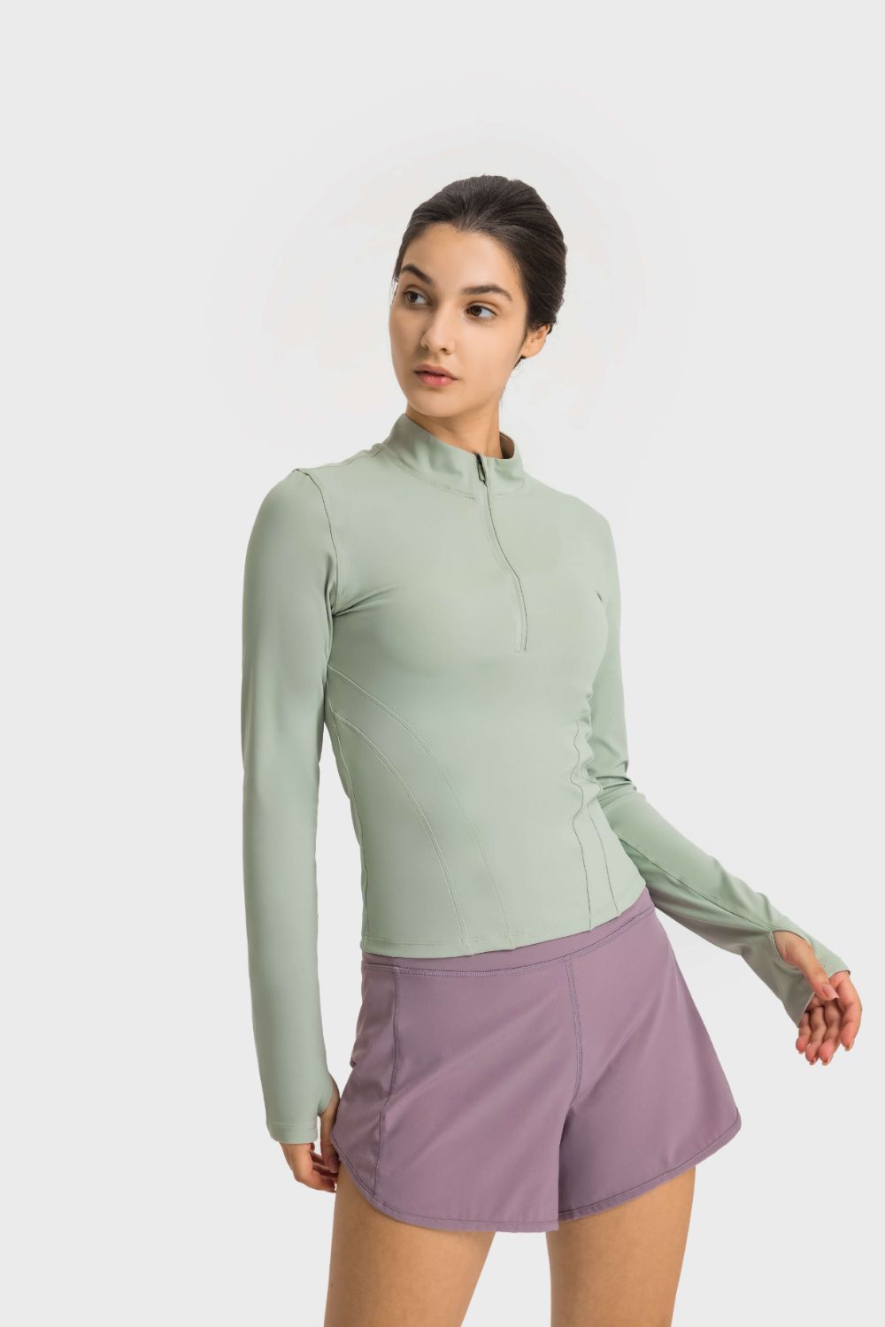 Zen Flex Half-Zip Thumbhole Sports Top - SleekrMe