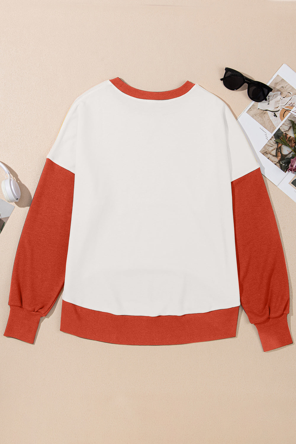 Contrast Chic Round Neck Sweatshirt - SleekrMe