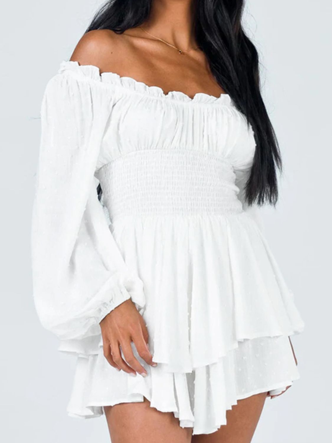 Effortless Charm Off-Shoulder Ruffle Romper - SleekrMe