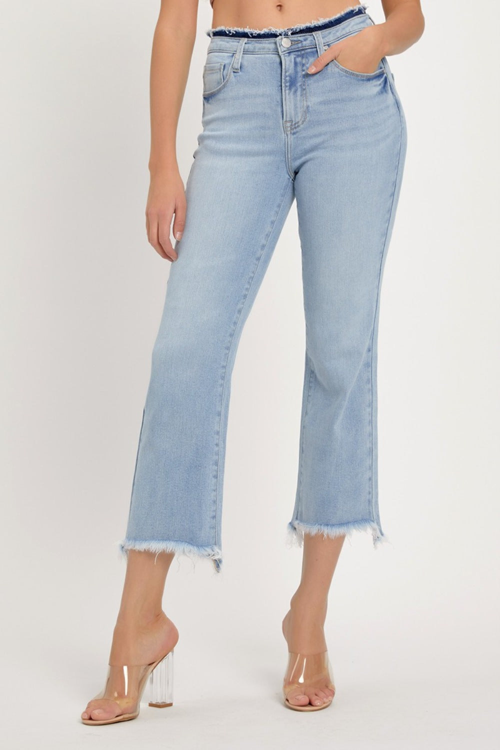 High Rise Raw Edge Crop Jeans – Edgy Comfort - SleekrMe