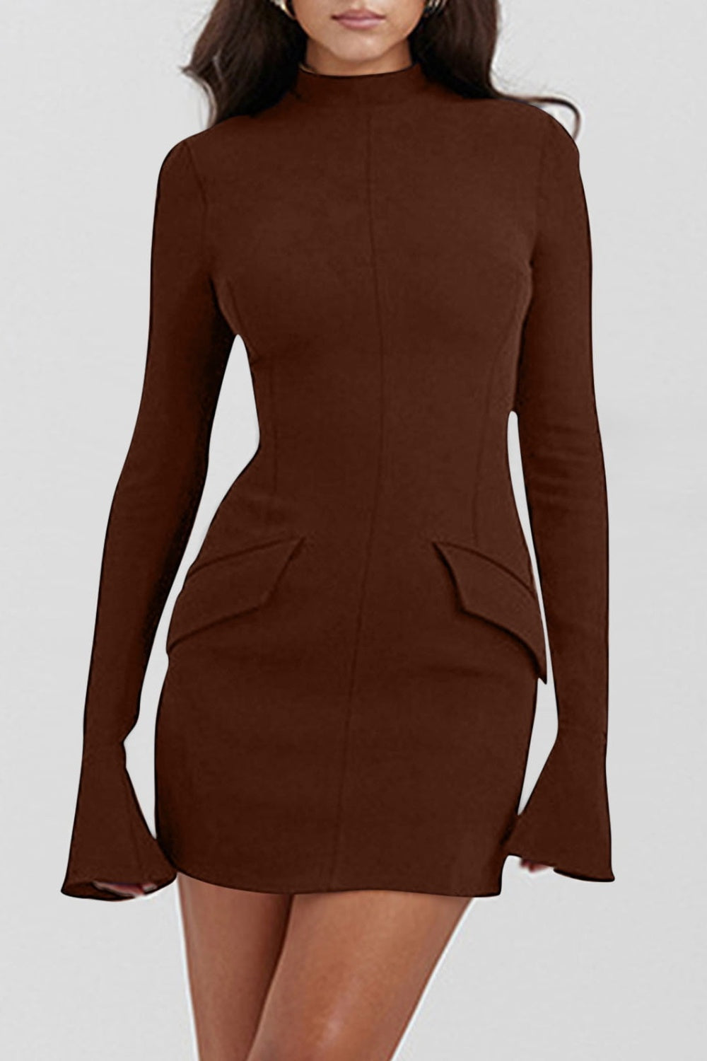 Effortless Elegance Mock Neck Mini Dress - SleekrMe