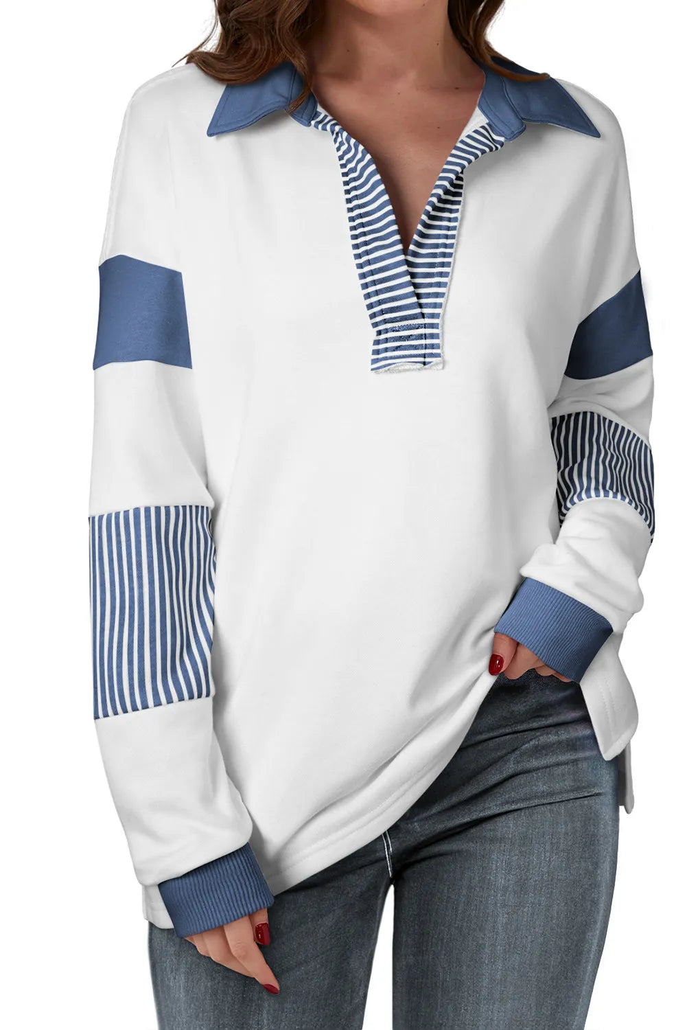 Classic Charm Collared Sweatshirt - SleekrMe