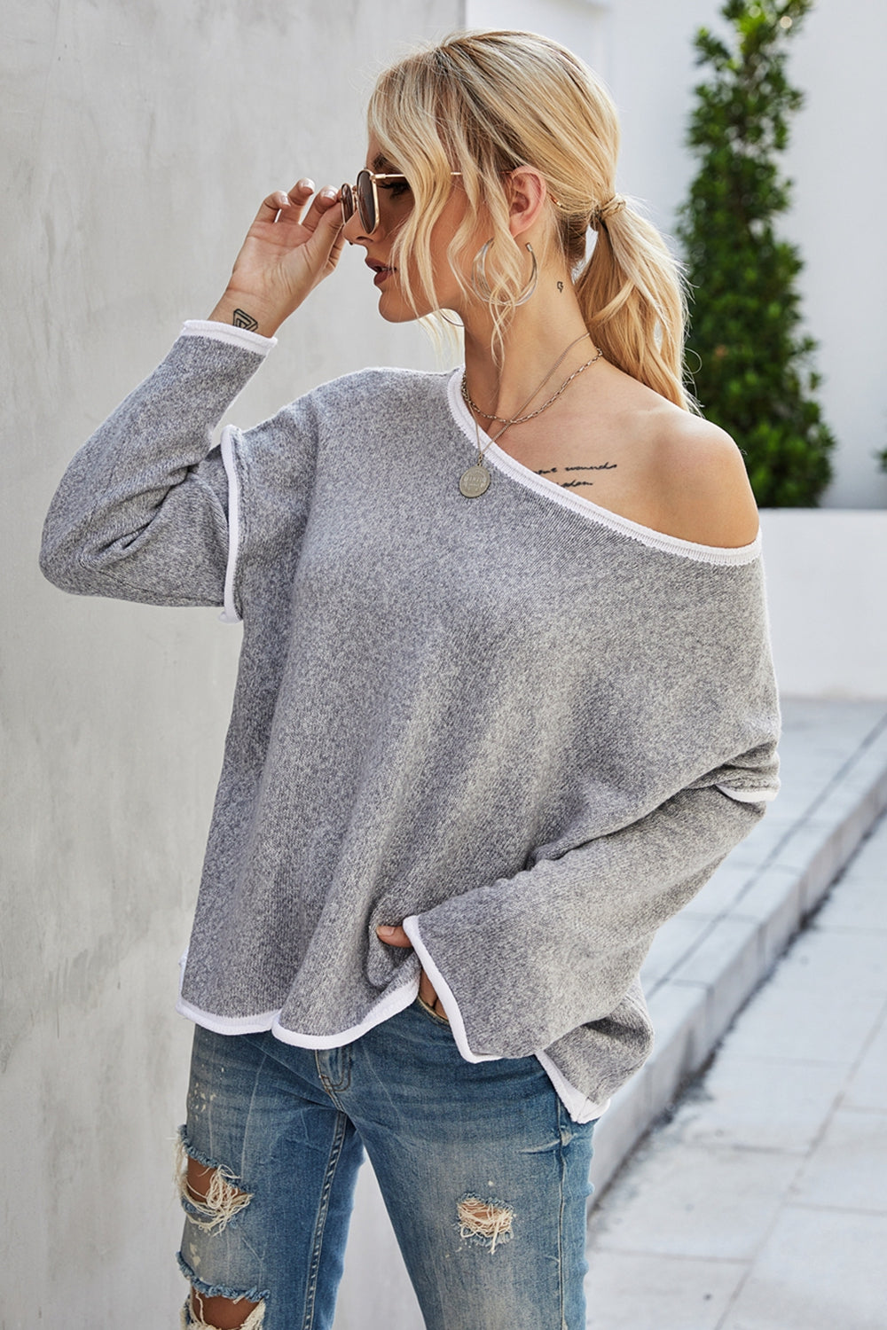 Heavenly Comfort Dropped Shoulder Sweater - SleekrMe