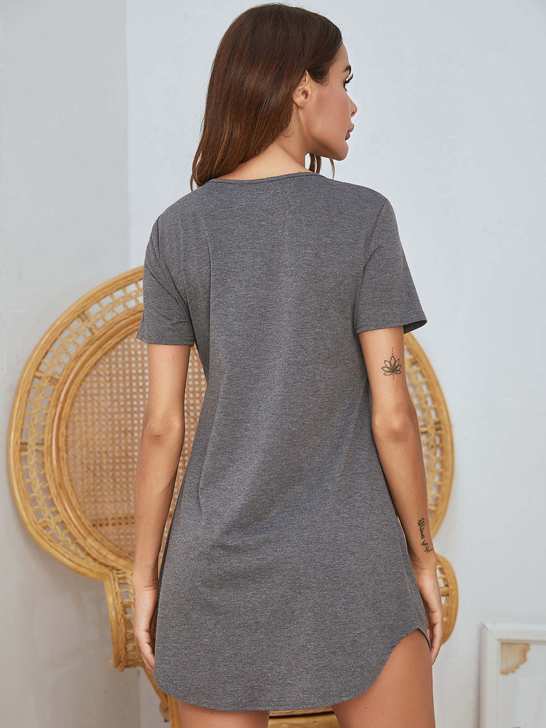 Effortless Comfort V-Neck Lounge Dress - SleekrMe