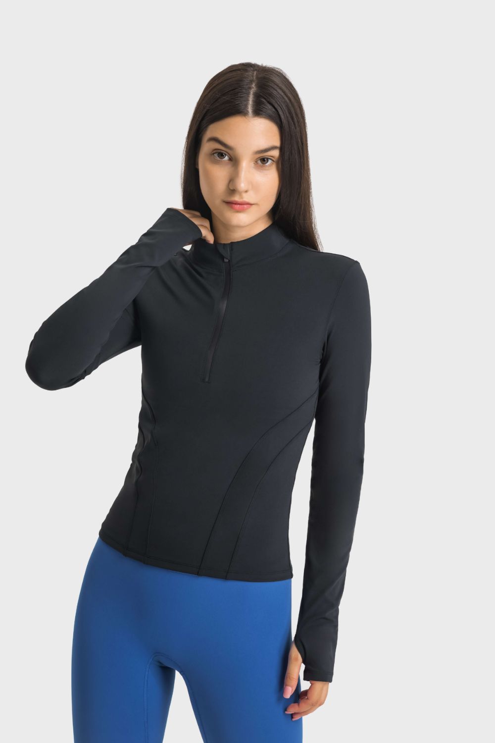 Zen Flex Half-Zip Thumbhole Sports Top - SleekrMe