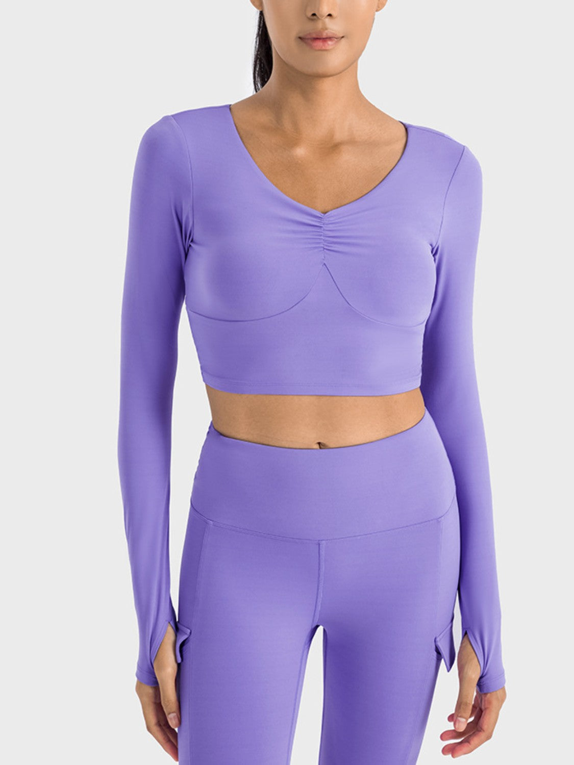 Flawless Fit Ruched Cropped Sports Top - SleekrMe