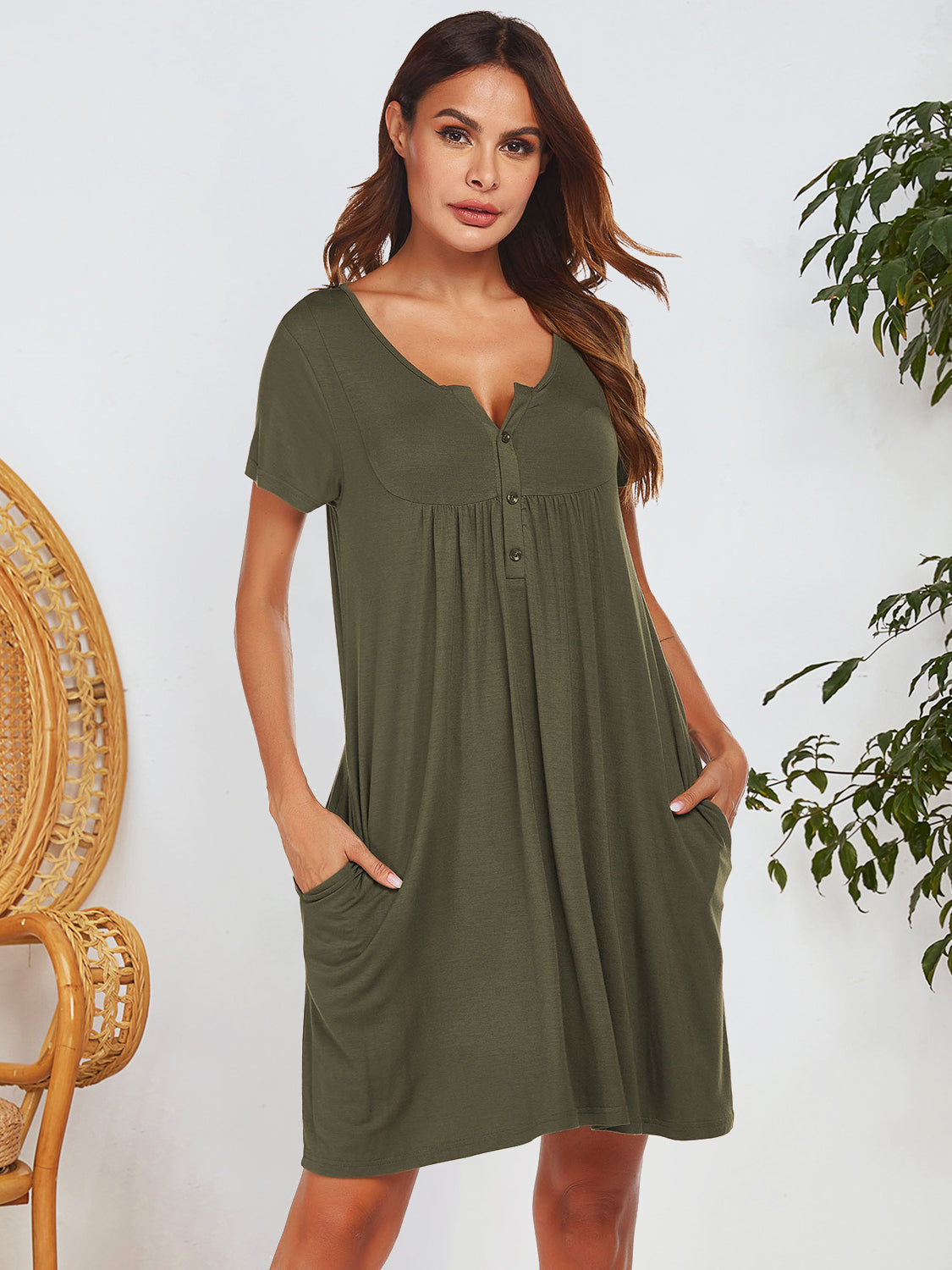 Chill Chic Notched Pocket Lounge Dress - SleekrMe