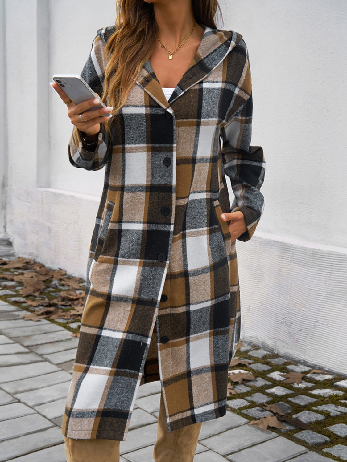 Urban Elegance Plaid Hooded Coat - SleekrMe