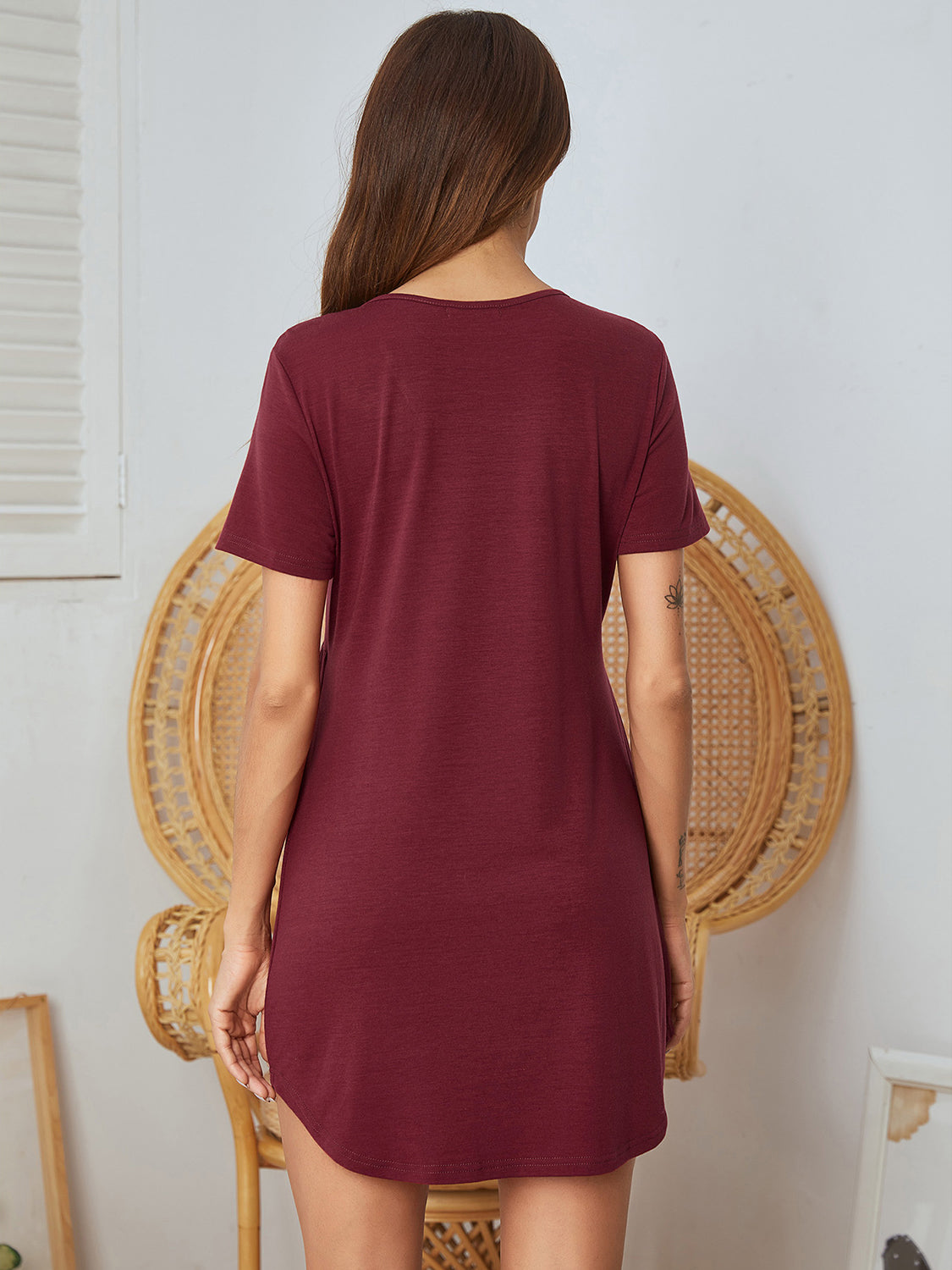 Effortless Comfort V-Neck Lounge Dress - SleekrMe