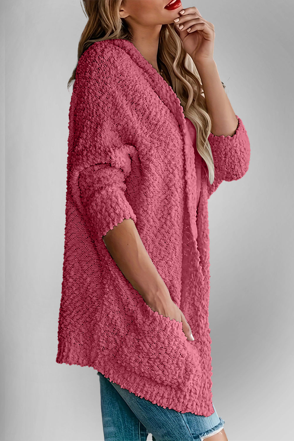 Chic Comfort Open Front Cardigan with Pockets - SleekrMe