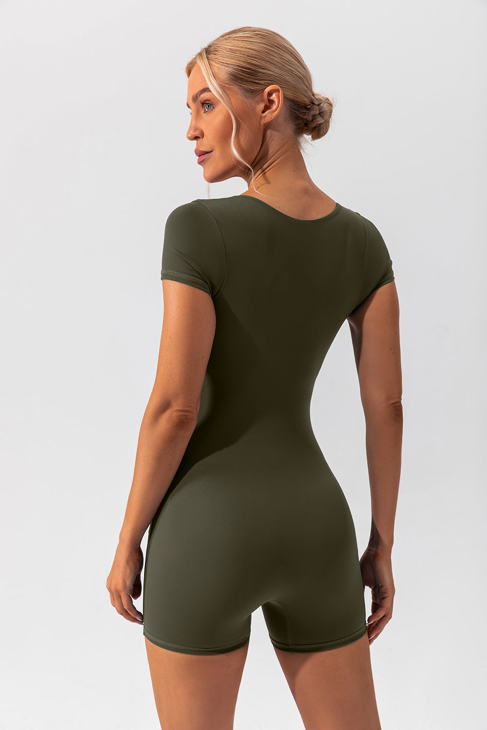 Sculpt &amp; Flex Square Neck Cap Sleeve Romper - SleekrMe