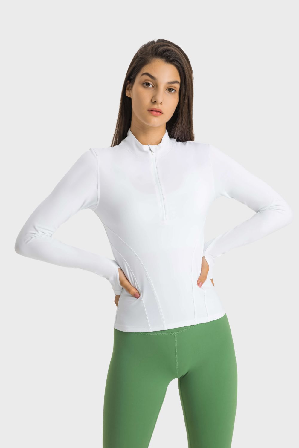 Zen Flex Half-Zip Thumbhole Sports Top - SleekrMe