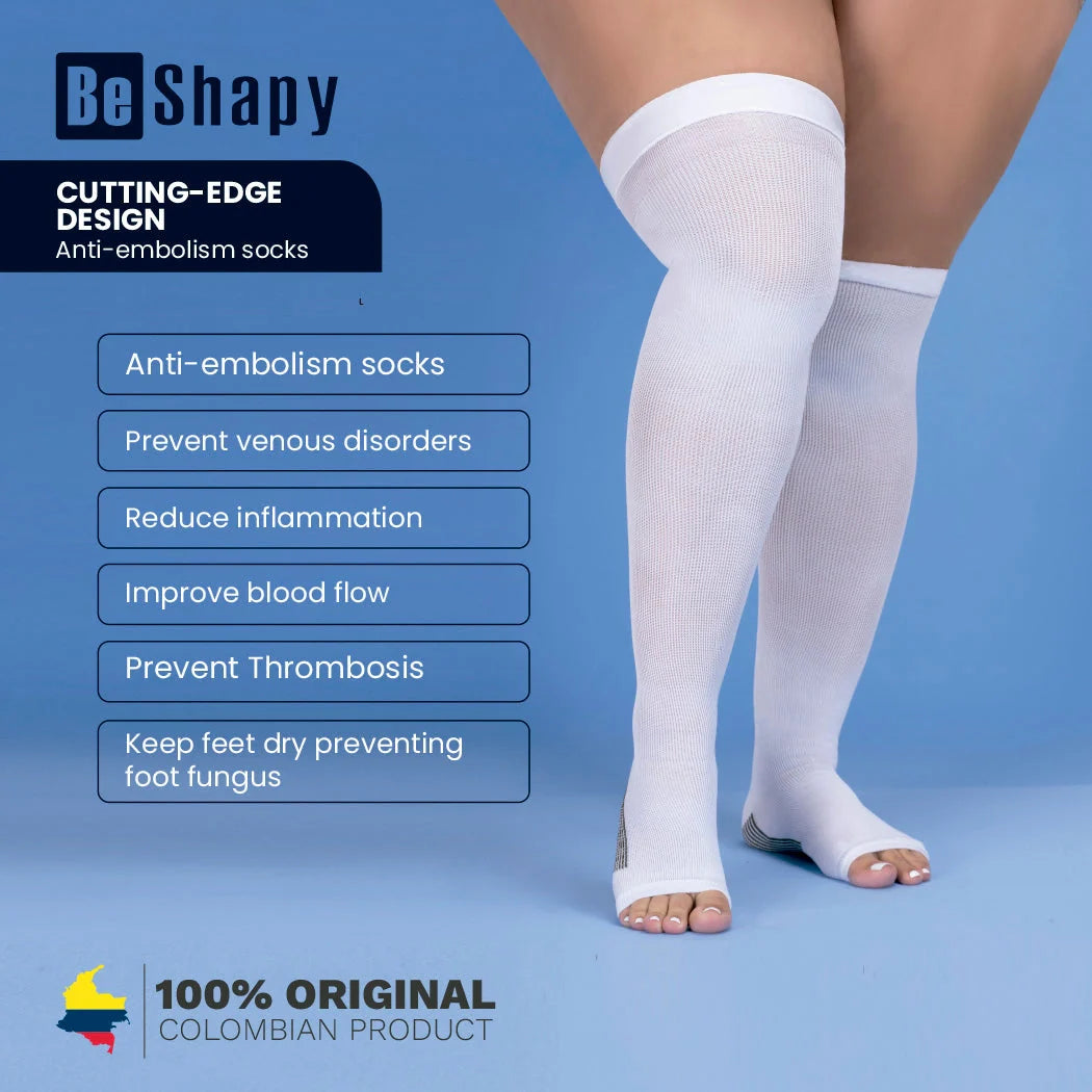 SlimFit Anti-Embolism Compression Stockings | Over-the-Knee Support | Be Shapy D14TVP400 - SleekrMe