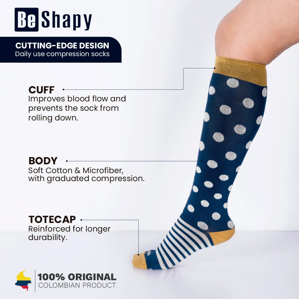 Ultimate Comfort Compression Knee-High Socks | 2-Pack for Daily Support | Be Shapy D1CH106M-M15 - SleekrMe