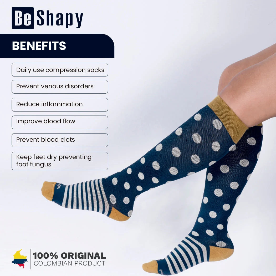 Ultimate Comfort Compression Knee-High Socks | 2-Pack for Daily Support | Be Shapy D1CH106M-M15 - SleekrMe