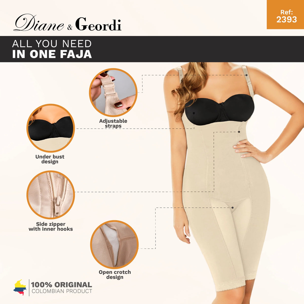 Firm Control Full Body Shaper | Tummy Control &amp; Post Surgery Shapewear |Diane &amp; Geordi 2393 - SleekrMe