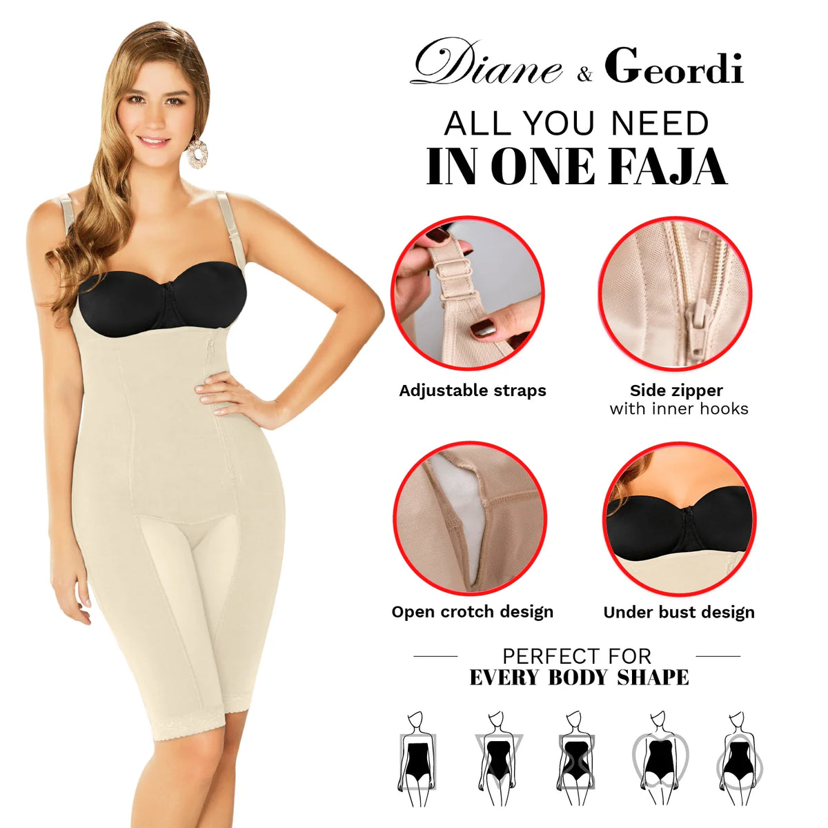 Firm Control Full Body Shaper | Tummy Control &amp; Post Surgery Shapewear |Diane &amp; Geordi 2393 - SleekrMe