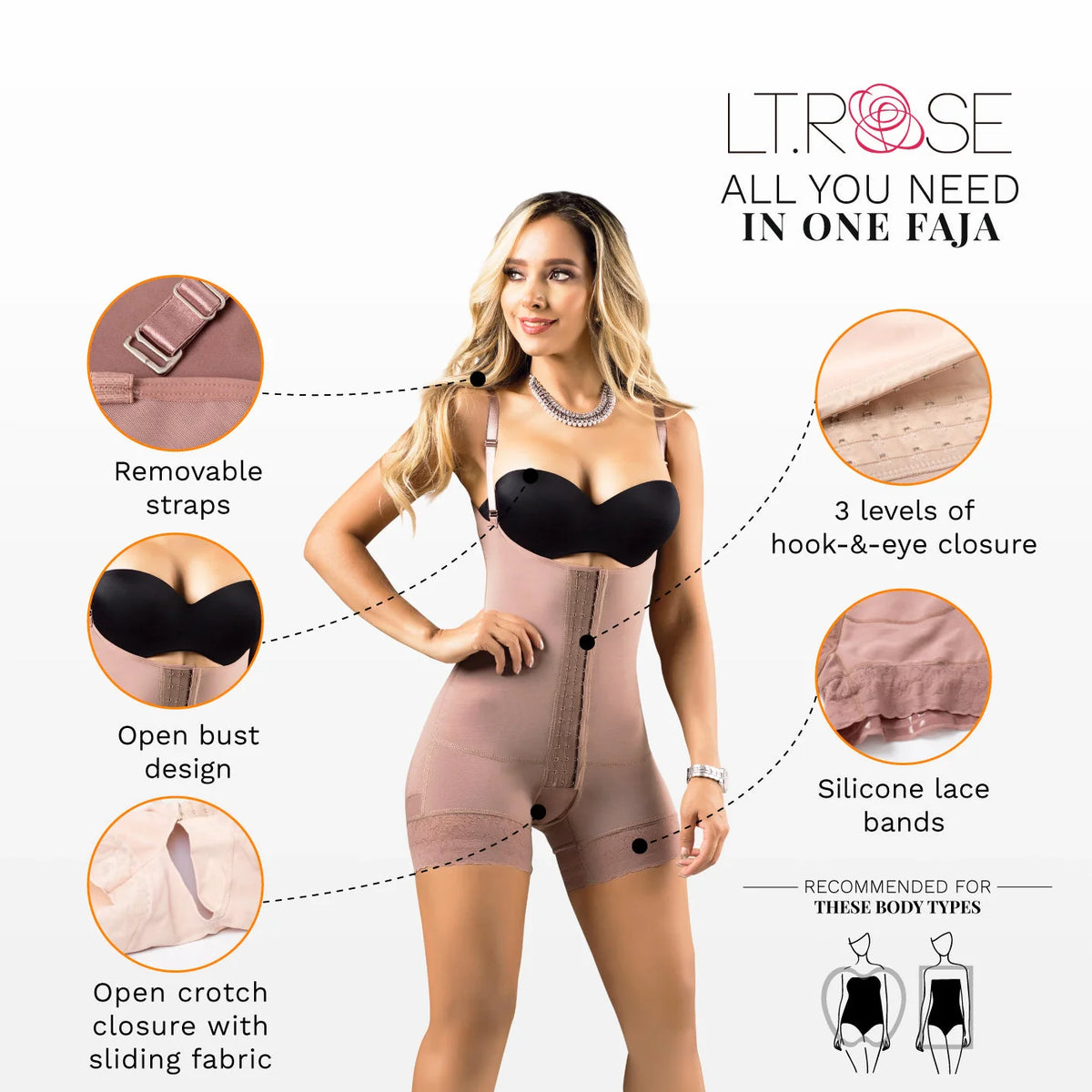 Contour &amp; Lift Shapewear Bodysuit | High Compression Butt-Lifter | Laty Rose 21113 - SleekrMe