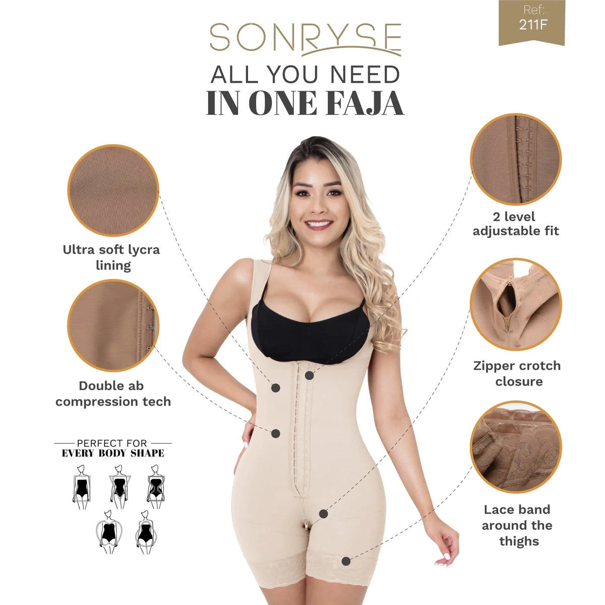 Sculpt &amp; Lift Bodysuit | Butt Lifter Shapewear for Postpartum and Daily Use | Sonryse 211BF - SleekrMe