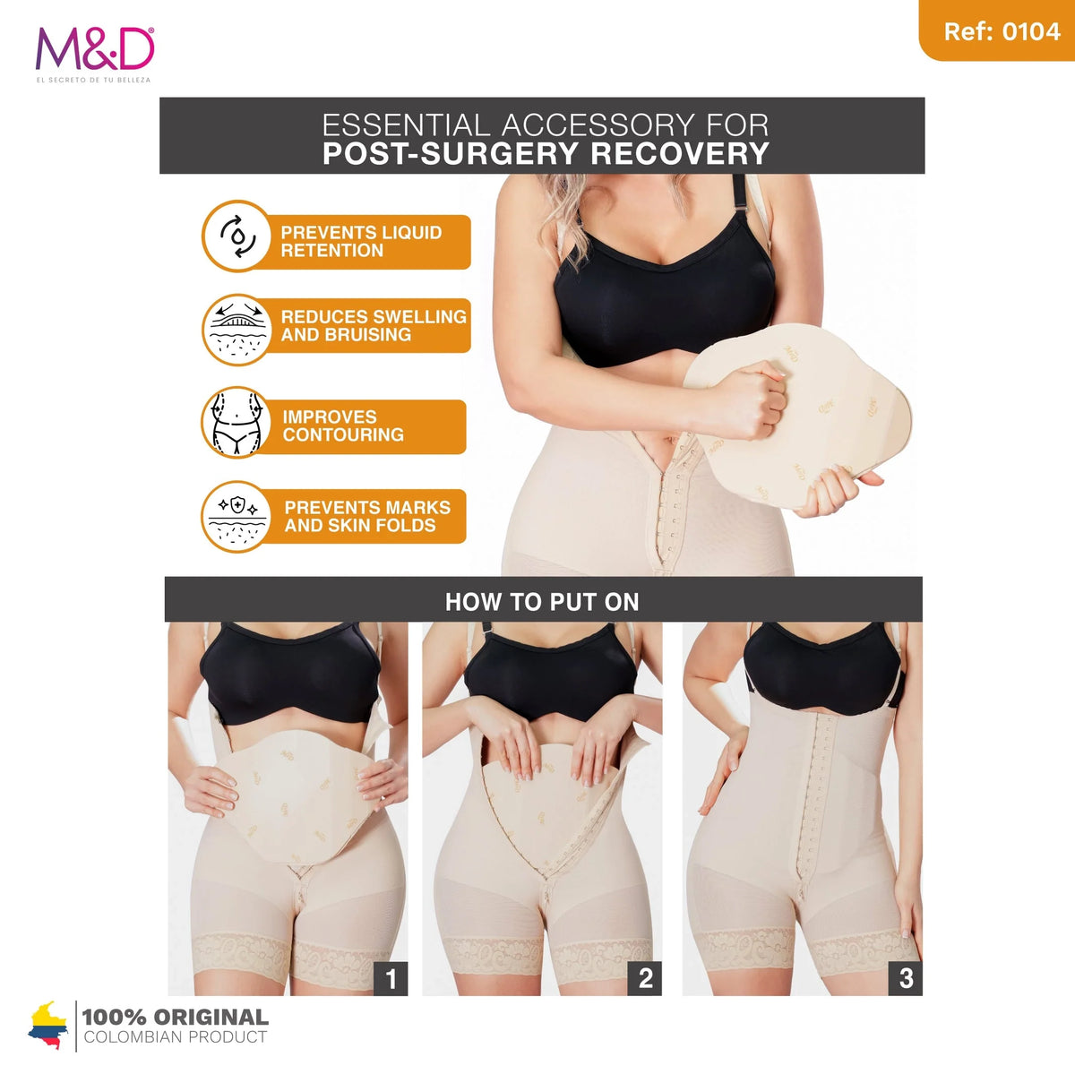 Post-Surgery Abdominal Compression Board | Tummy Flattener &amp; Recovery Aid | MyD Accessories 9104 - SleekrMe