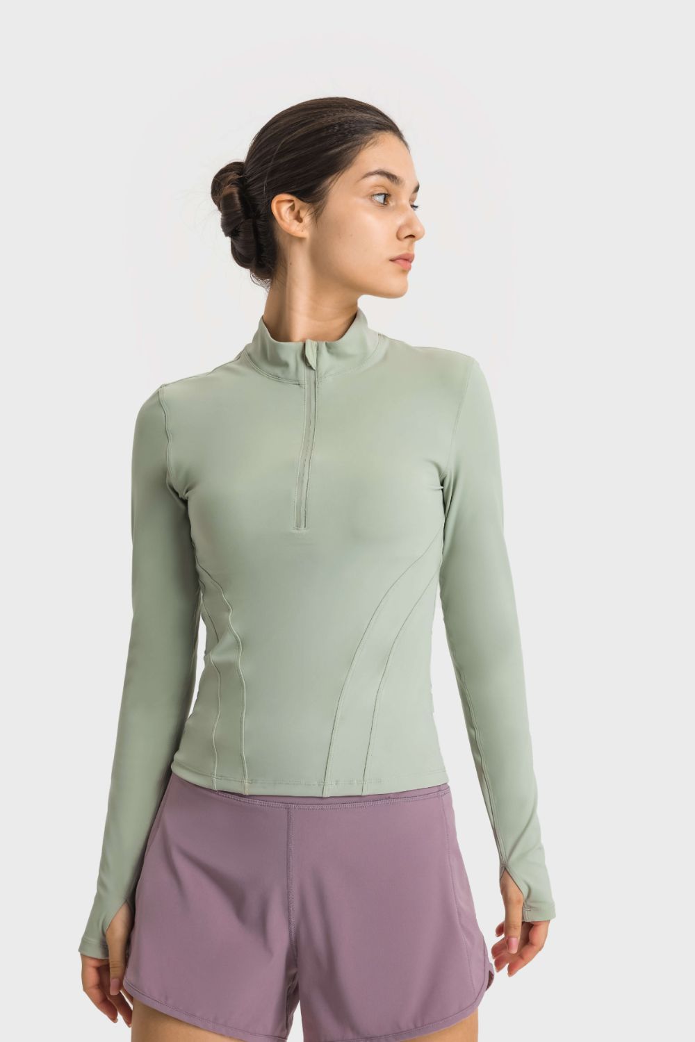 Zen Flex Half-Zip Thumbhole Sports Top - SleekrMe