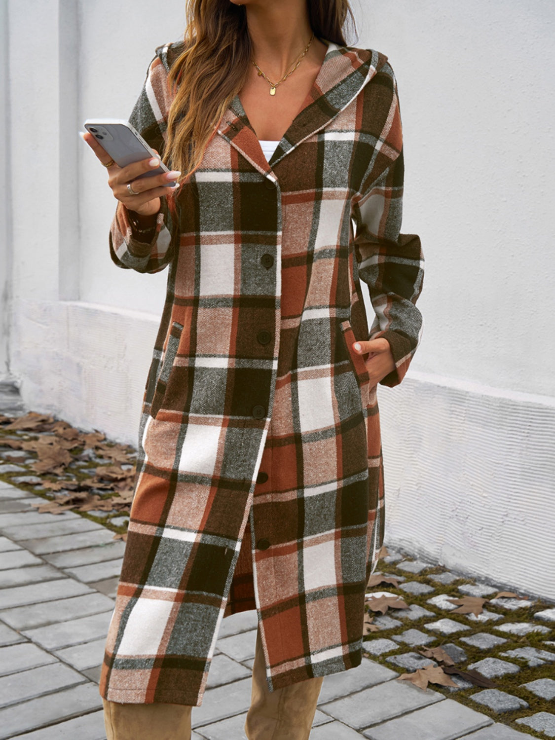 Urban Elegance Plaid Hooded Coat - SleekrMe