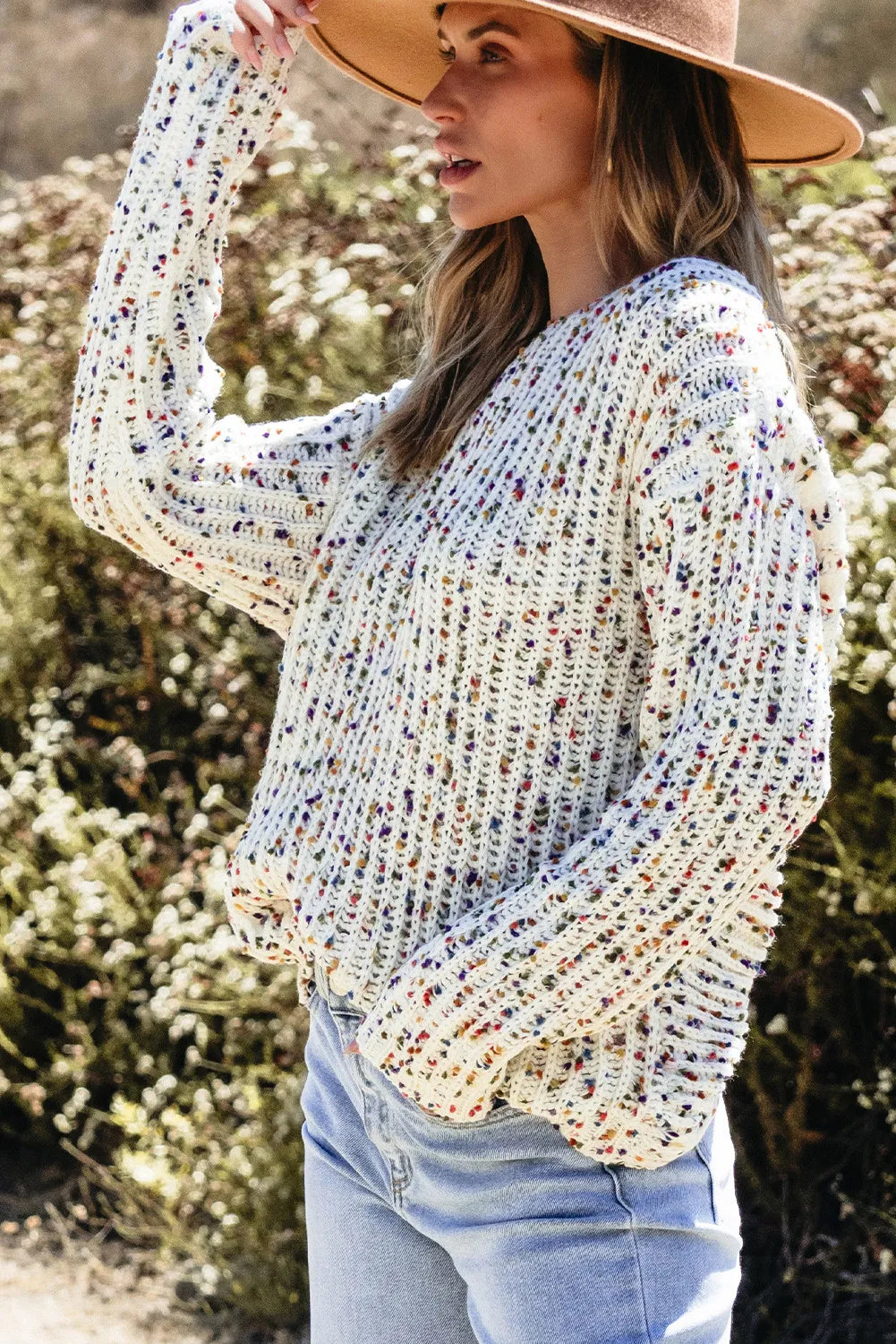 Twist of Charm Confetti Boat Neck Sweater - SleekrMe