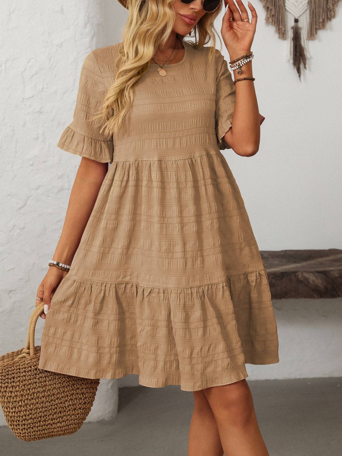 Mandy Ruffled Ruched Dress – Romantic Charm for Every Occasion
