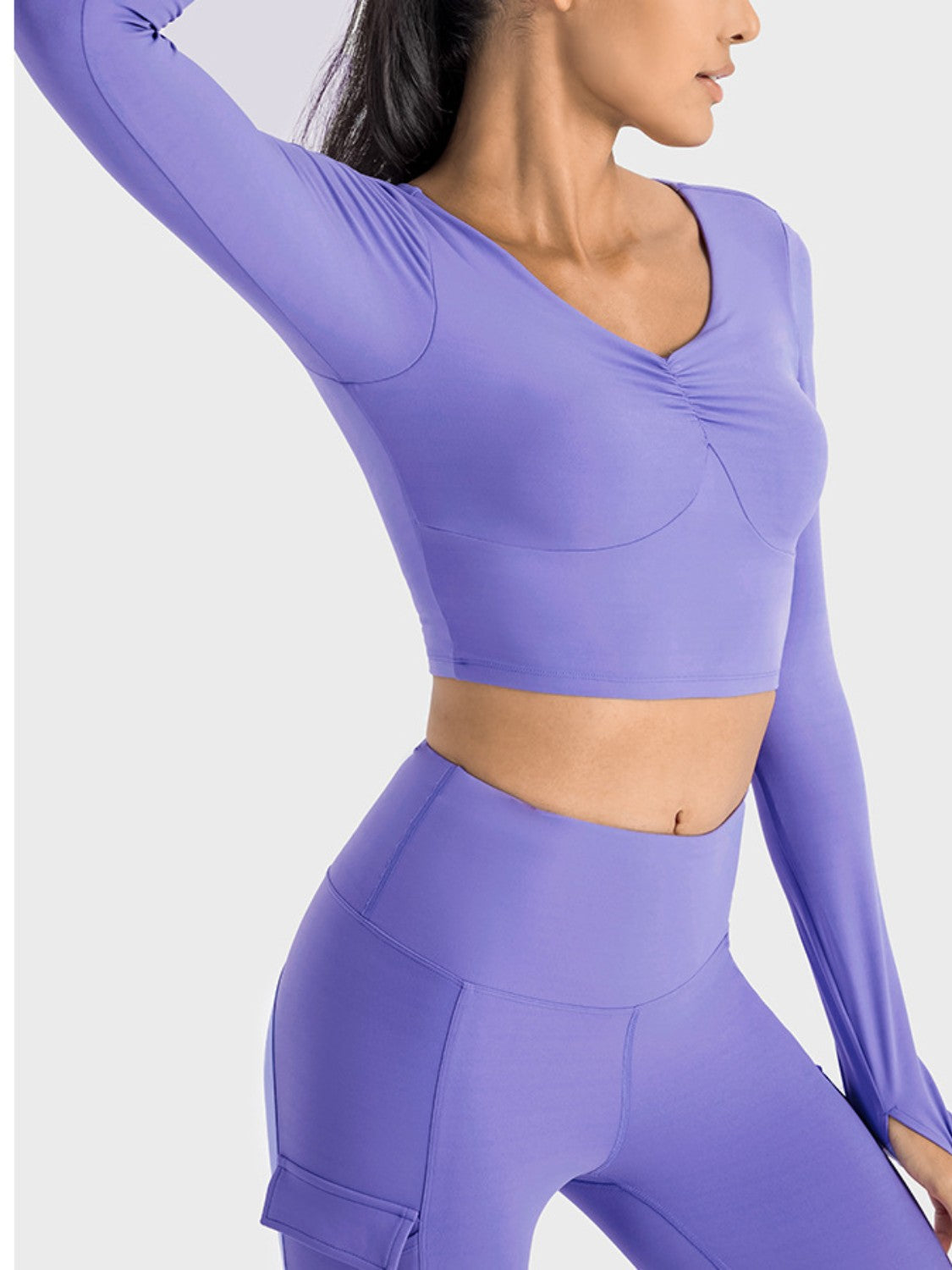 Flawless Fit Ruched Cropped Sports Top - SleekrMe